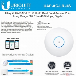 UAP-AC-LR UniFi AC-LR - 2.4 - 5 Ghz Dual Band AC Long Range AP 3x3 MiMo 2.4 GHZ 450 MBIT - 5 GHZ 867 MBIT 1 PORT GIGABIT - POE ADAPTOR DAHIL Satın Al